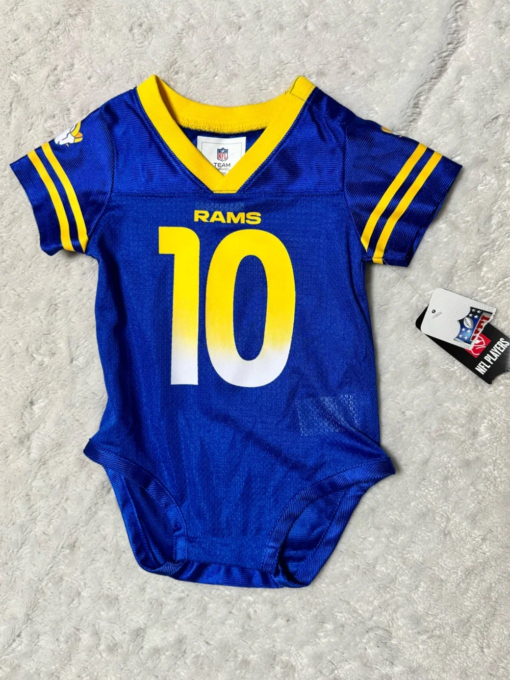 NWT- NFL Los Angeles Rams Infant Jersey Onesie in Blue & Yellow Cooper Kupp